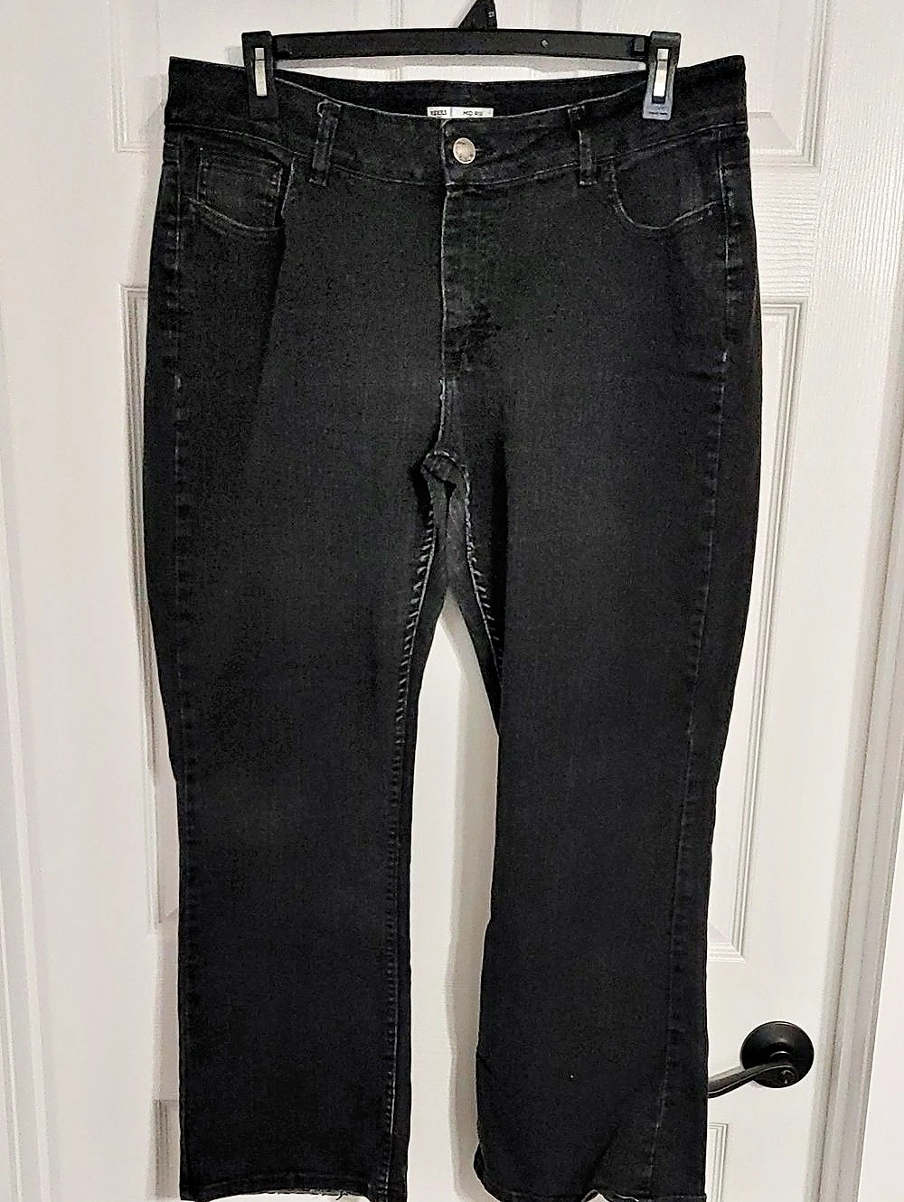Riders by Lee Mid Rise Boot Cut Boot Cut Jeans in Black Washed Denim Size 16P